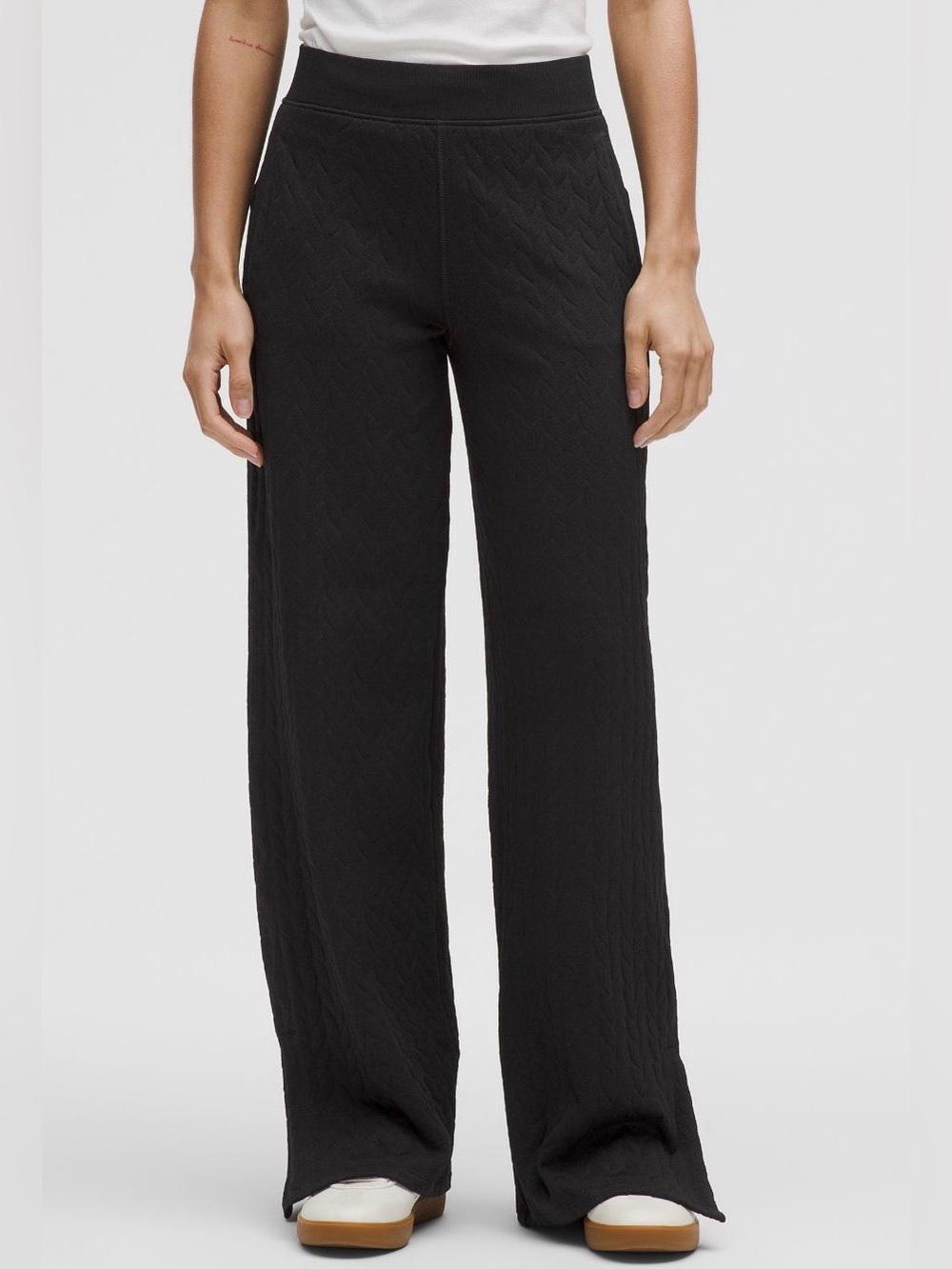 NWT LULULEMON Engineered Warmth Cable-Knit Black Pants, Size 10